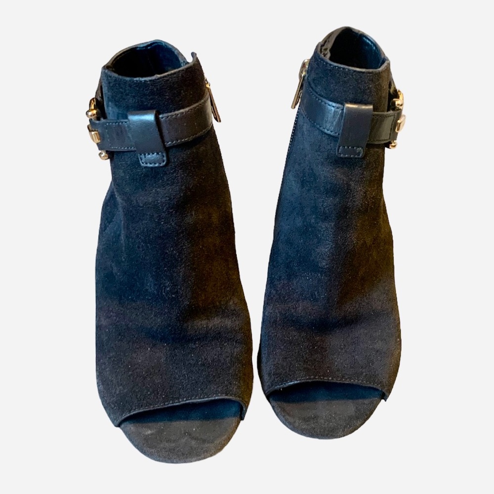 Coach Chocolate Suede Lafayette Open Toe Booties Size 7.5B
